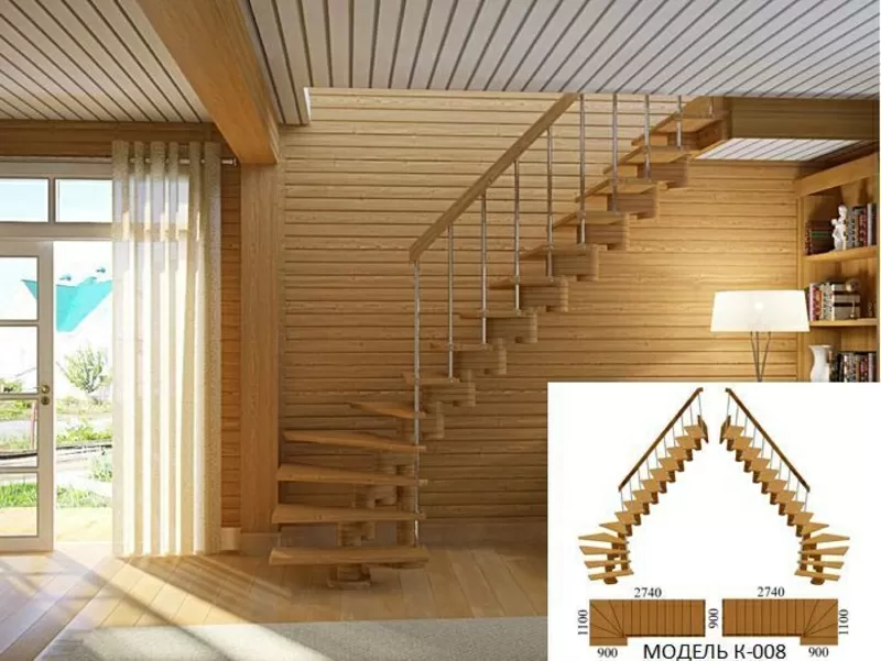 Недорогие готовые деревянные лестницы для дома,  коттеджа,  дачи. 3